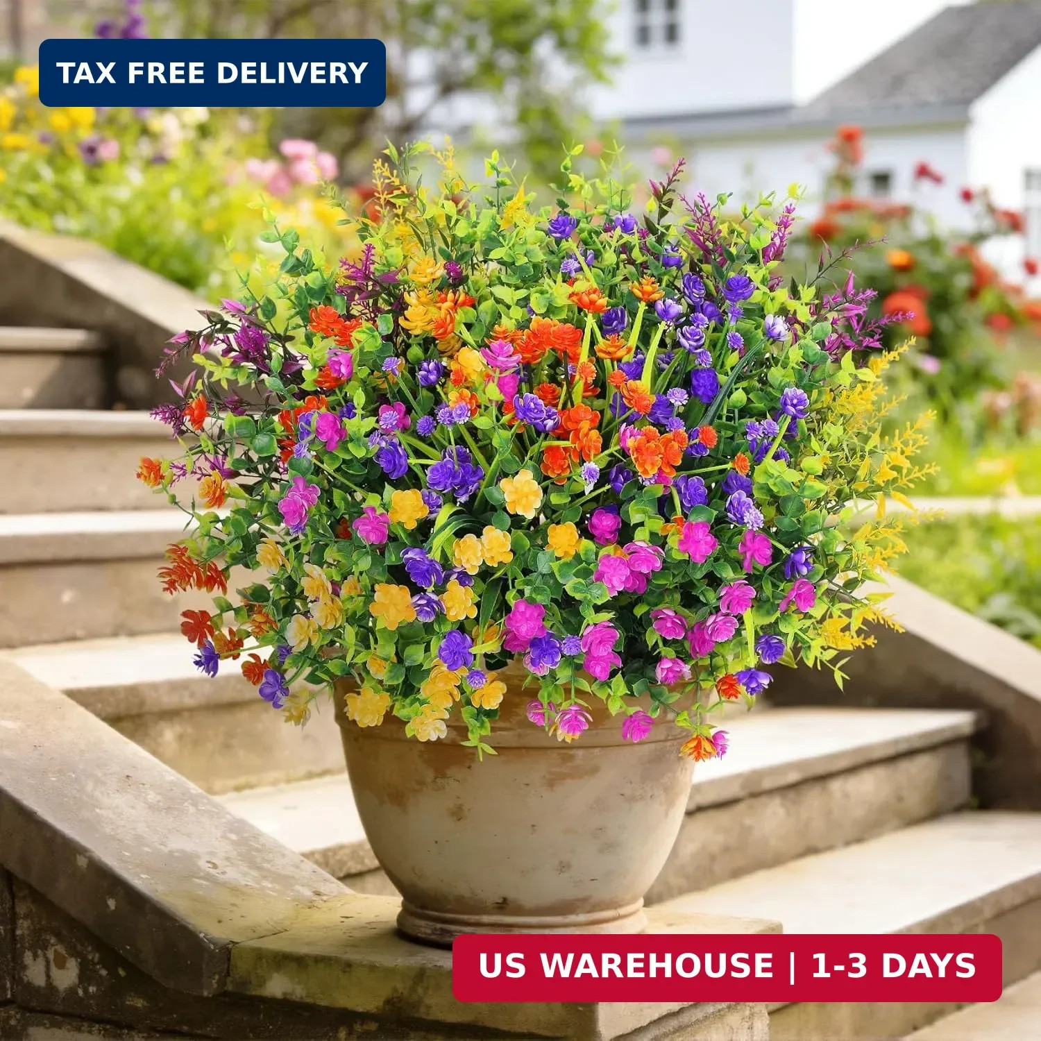 20 Bundles Artificial Flowers for Outdoors Fake Plastic Flowers UV Resistant Rea