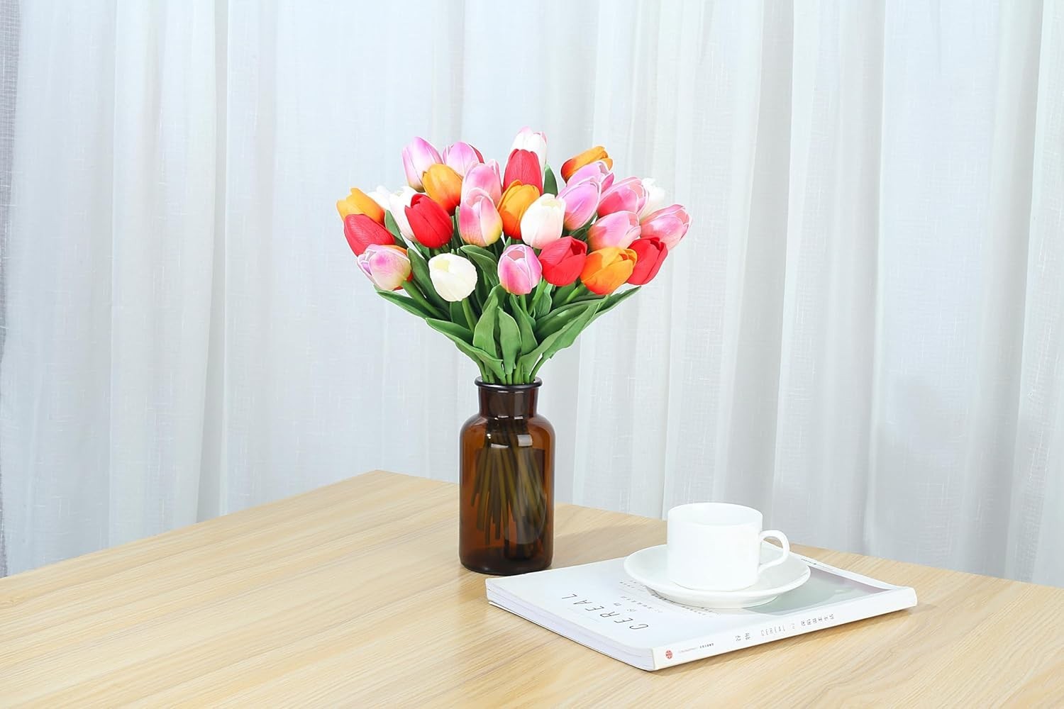 Fake Tulips Artificial Flowers 15pcs Silk Decor for Wedding Home Party