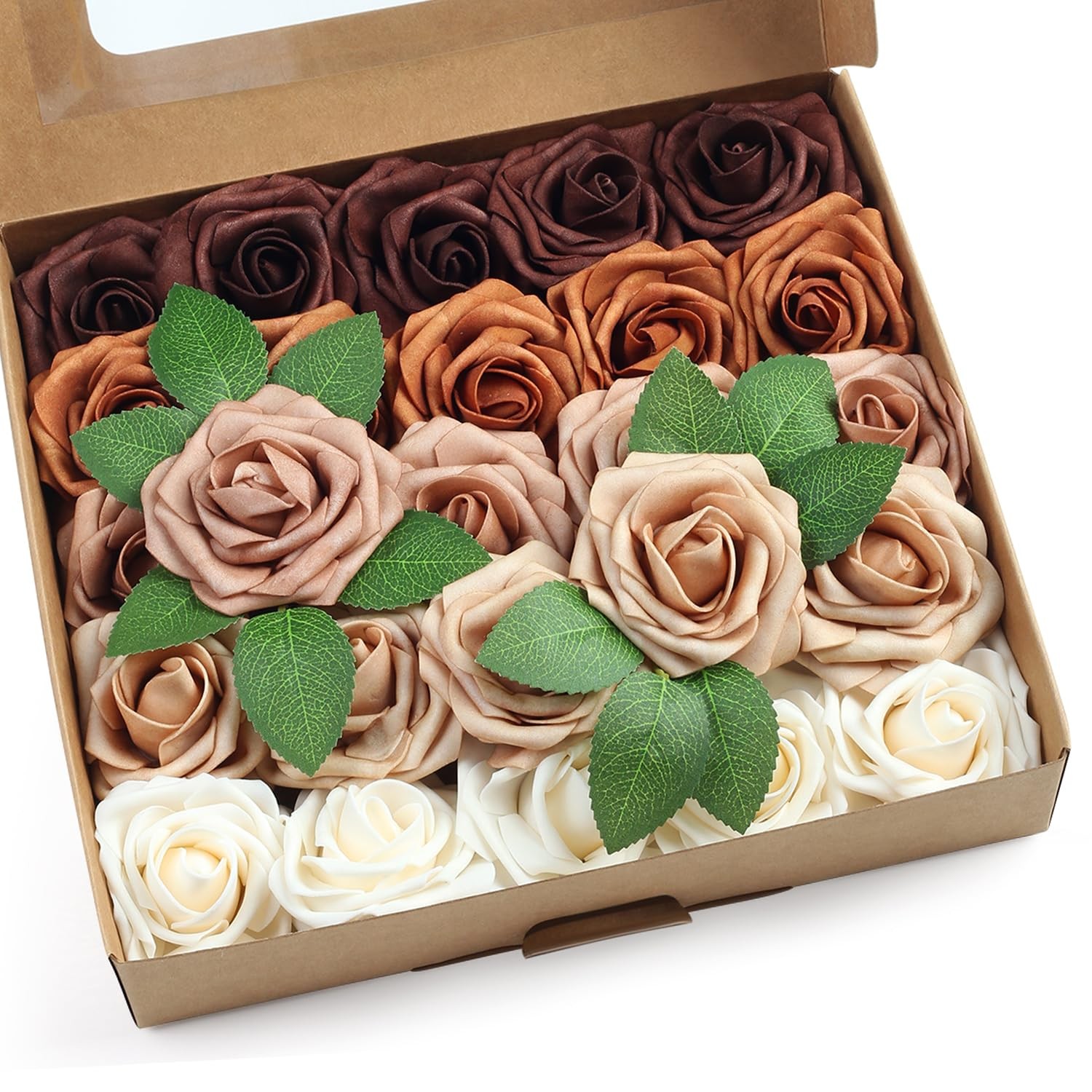 Orange Artificial Flowers Foam Orange Roses with Stems for DIY Wedding Flower…