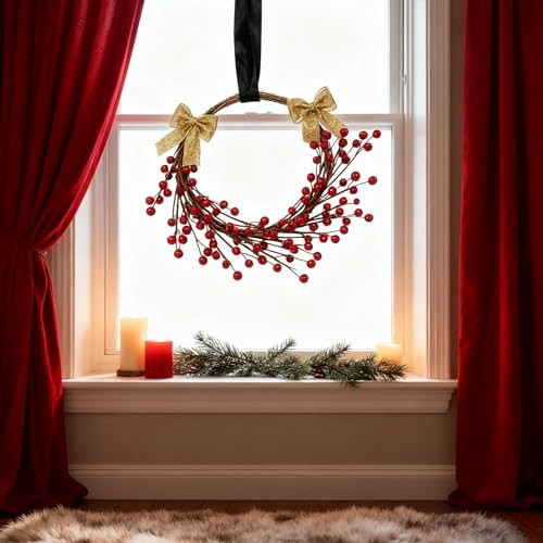 pcs13.5″ Red Holly Berry Stems for Christmas Tree, Faux Greenery Picks and 12