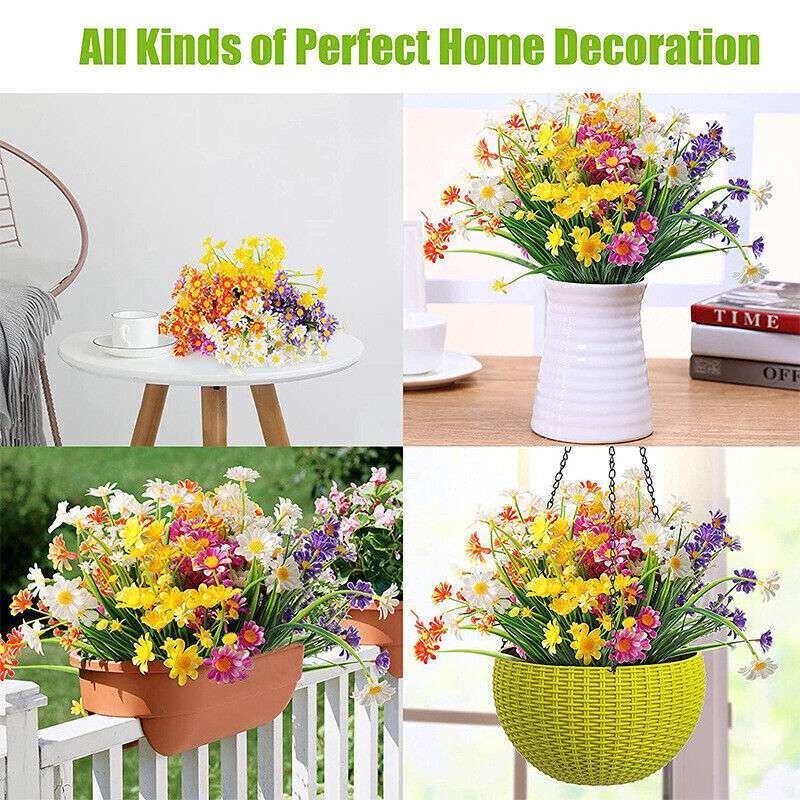 LOT Artificial Flowers Plastic Fake Plants UV Resistant Garden Yard Home Decor