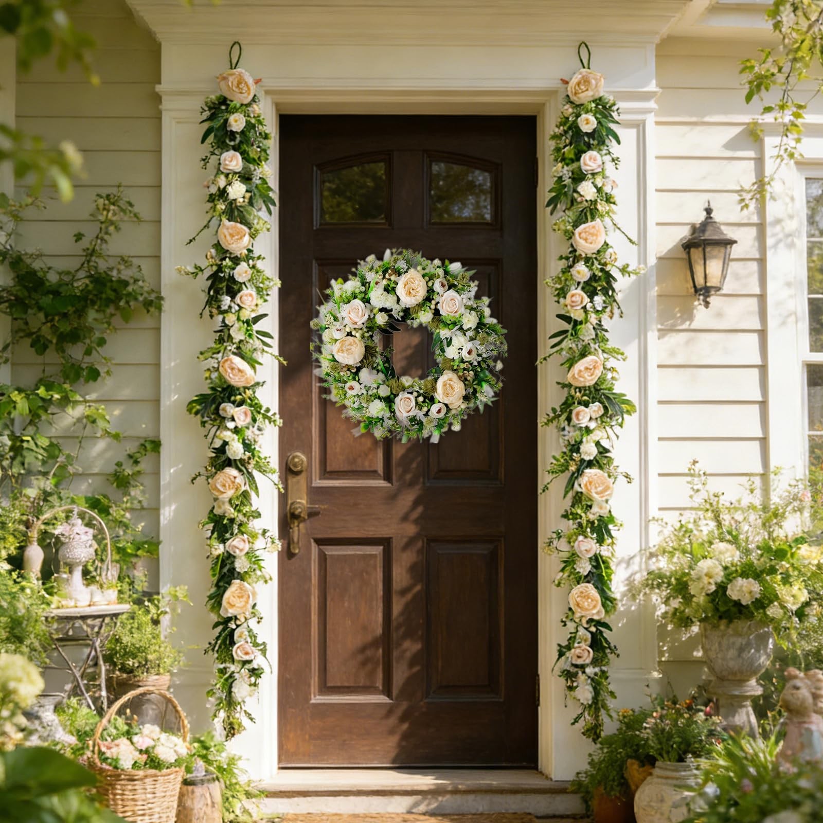 6ft Spring White Peony Climbing Vine Decoration Artificial Floral Garland for…