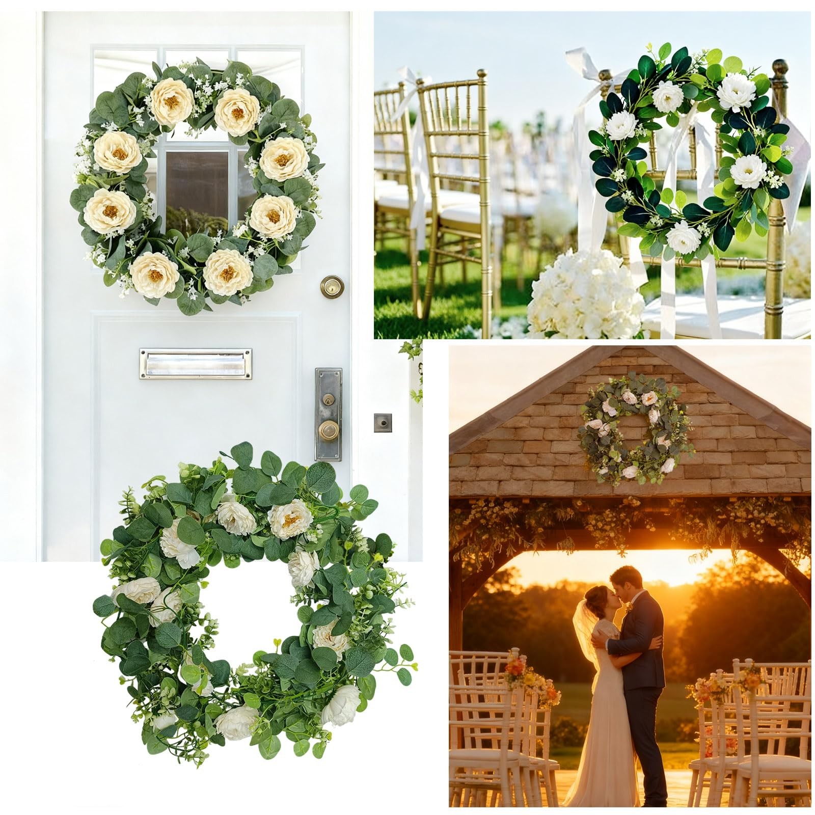 4 Packs 24FT Artificial Eucalyptus Flower Garland with White Camellias, Faux …