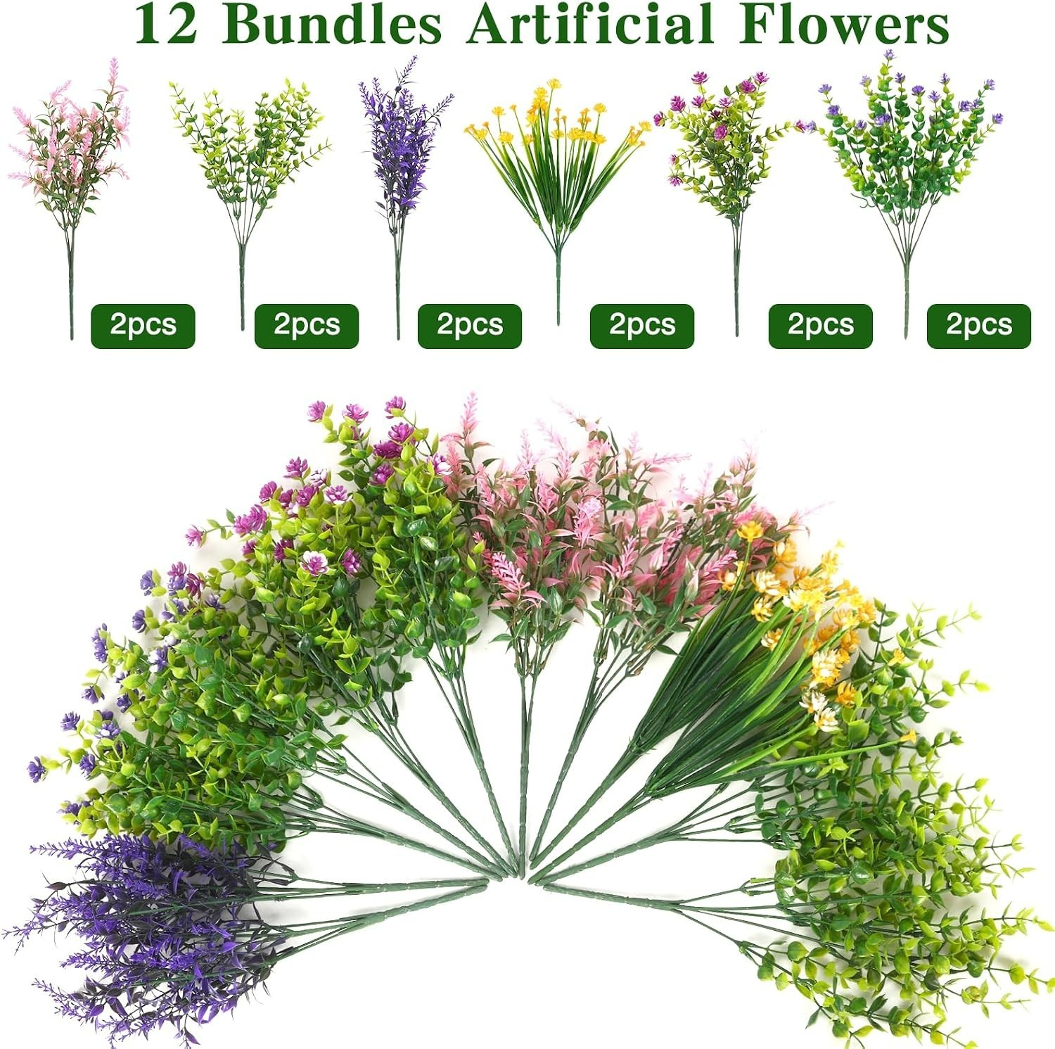 Lifelike Silk Multi-Color Faux Flowers for Indoor & Outdoor Elegance – 12 Pack