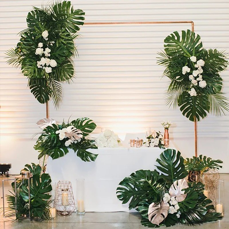 Artificial Tropical Palm Leaves Fake Silk Plant Jungle Safari Party Summer Beach