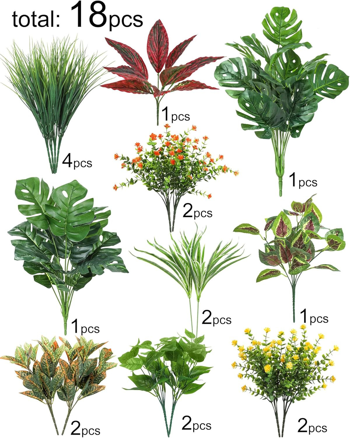 18 Pcs UV Resistant Fake Boxwood Plants for Indoor & Outdoor Decor
