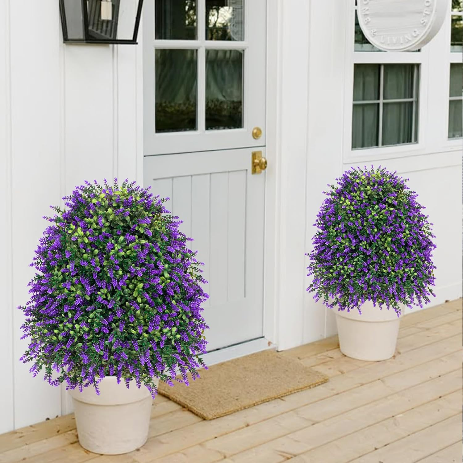 2Pcs 25” UV Resistant Artificial Lavender Topiary Balls for Outdoor Decor