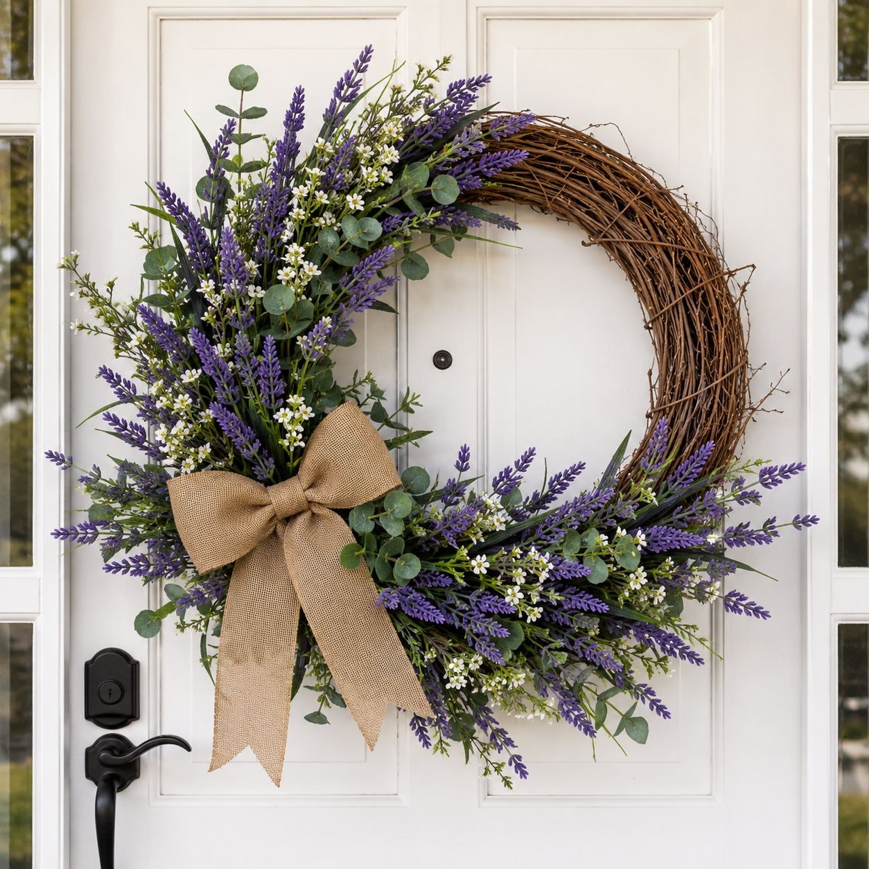 UV Resistant Faux Lavender Bunches Set of 2 Artificial Lavender Flowers Farmhous