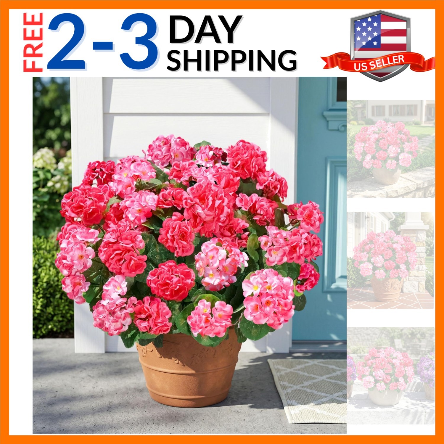 Fake Geraniums Artificial Flowers for Outdoors, 6 Bundles Silk Geraniums Flow…