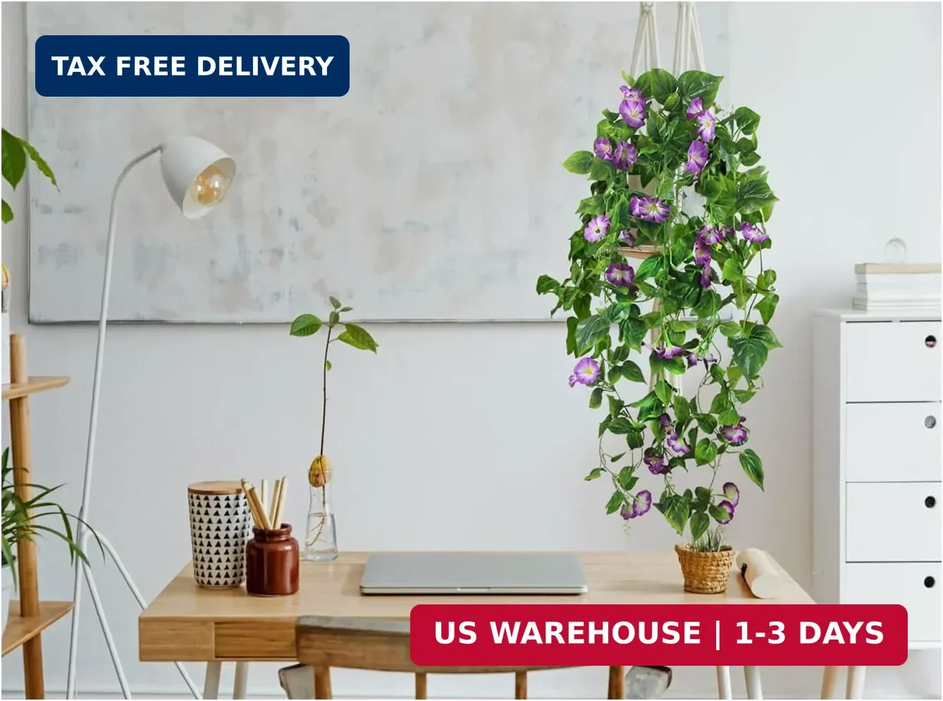 FERIAL Artificial Vines 15Feet Silk Flower Garland for Outdoors Purple Morning G