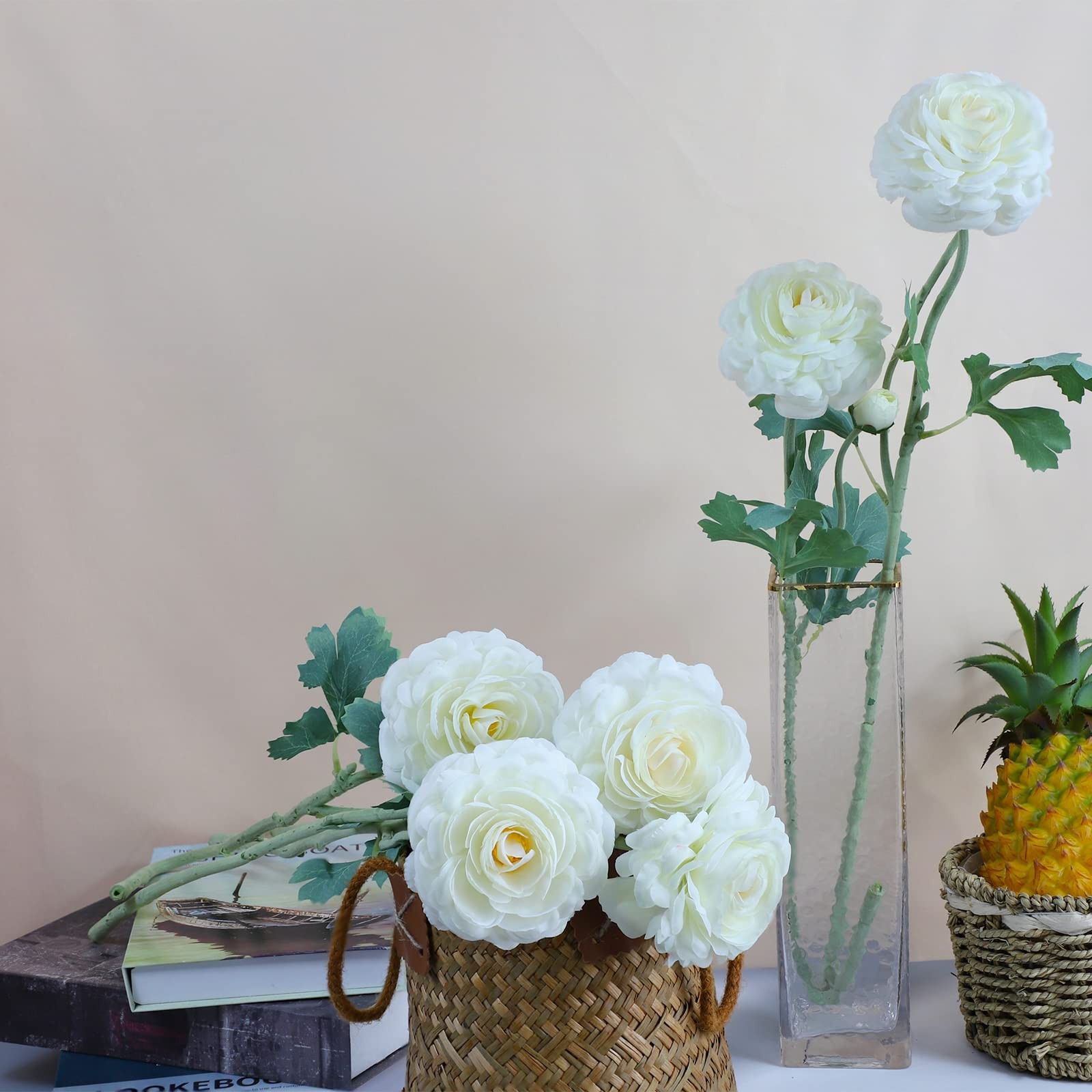 Artificial Ranunculus Long Stem Buttercup Silk Flowers 6pcs for Home Decor an…