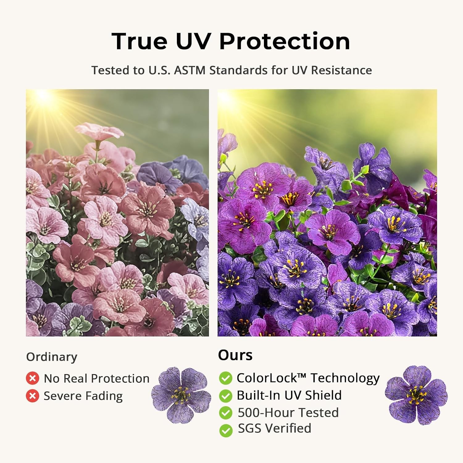 2 Set 24″ Artificial Geraniums with Stakes Outdoor, UV Resistant Artificial