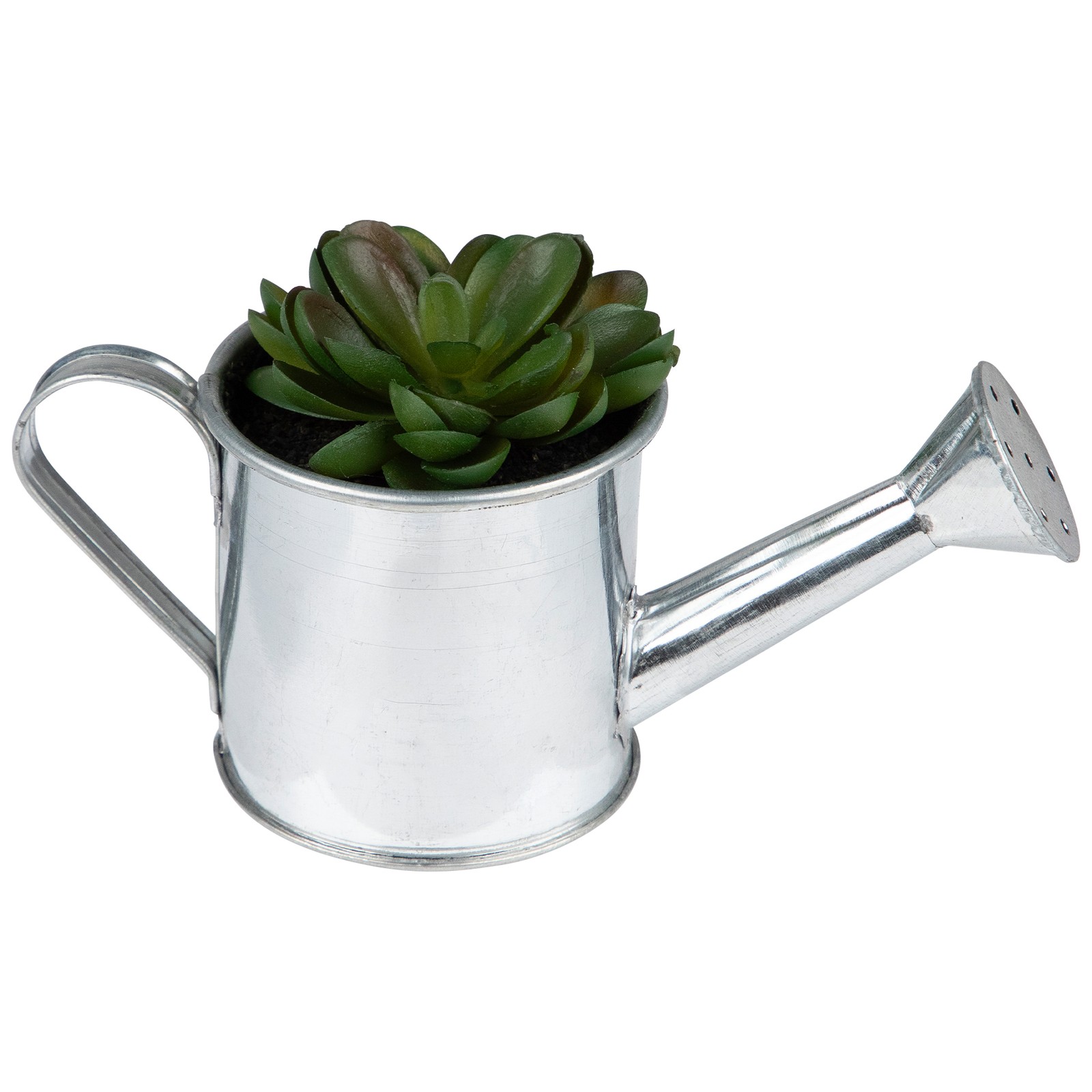 Northlight 4” Lime Green Mini Artificial Sprouting Rose Succulent Tin Water Can