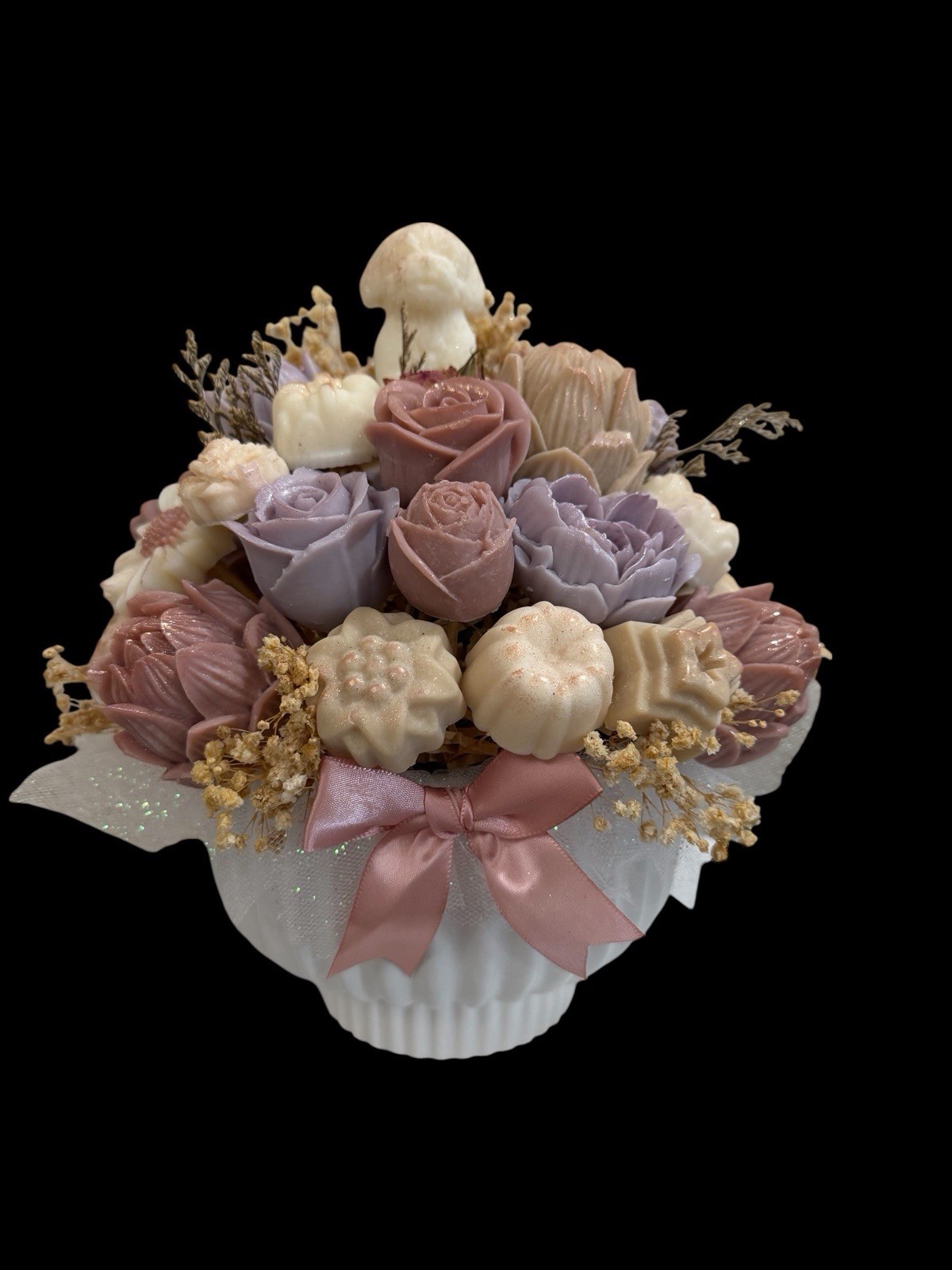 Handmade Wax Floral Arrangement Pastel Colors Decorative Centerpiece 13” 4 lbs