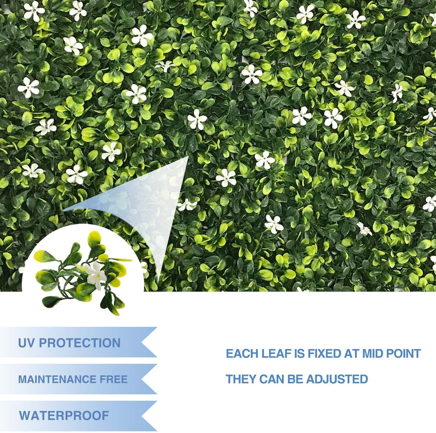 12 pc 20×20″ Artificial Faux Jasmine Leaf Privacy Fence Screen Decor Panel Hedge