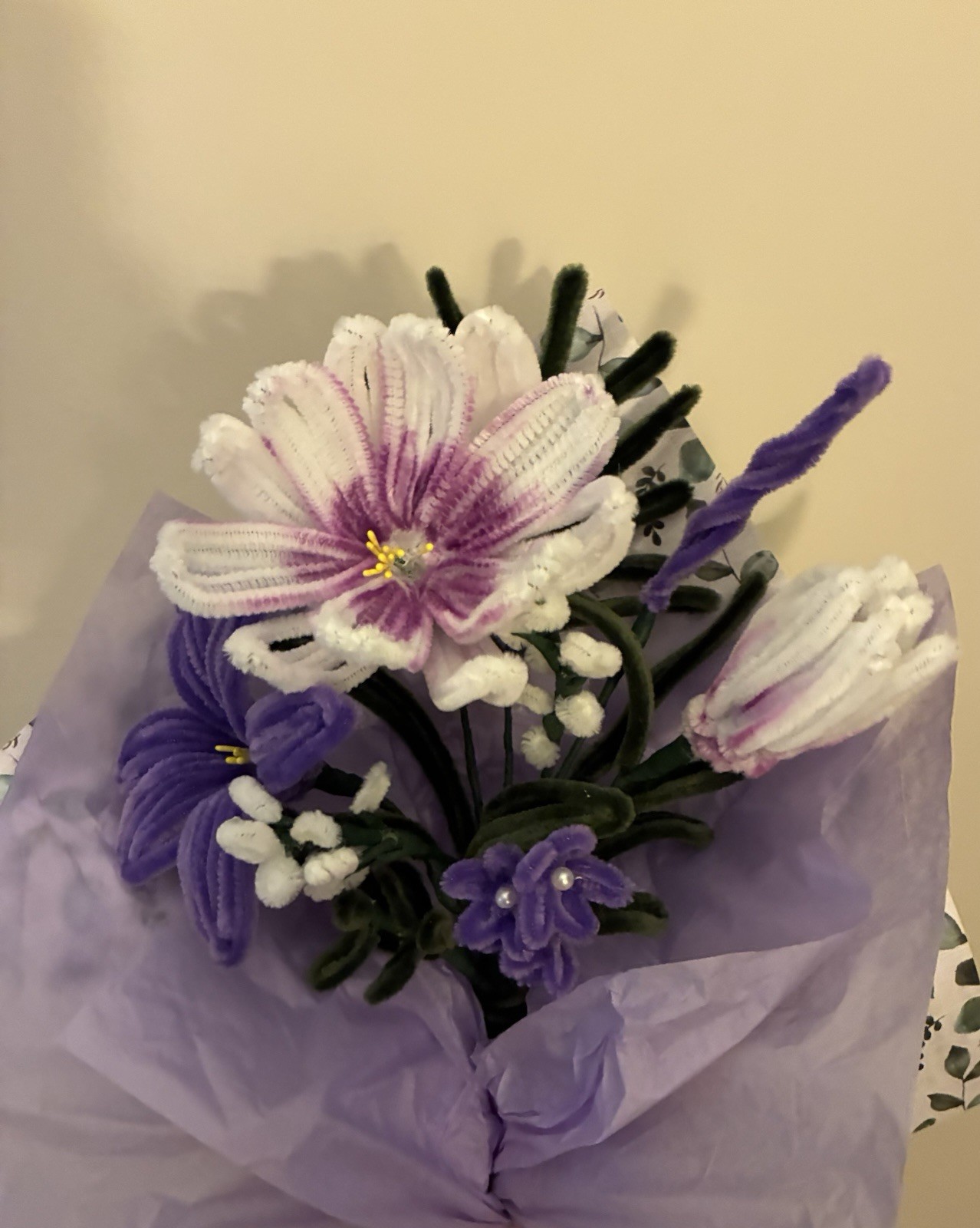Handmade Pipe Cleaner Flower Bouquet Birthday Anniversary Just Because Gift
