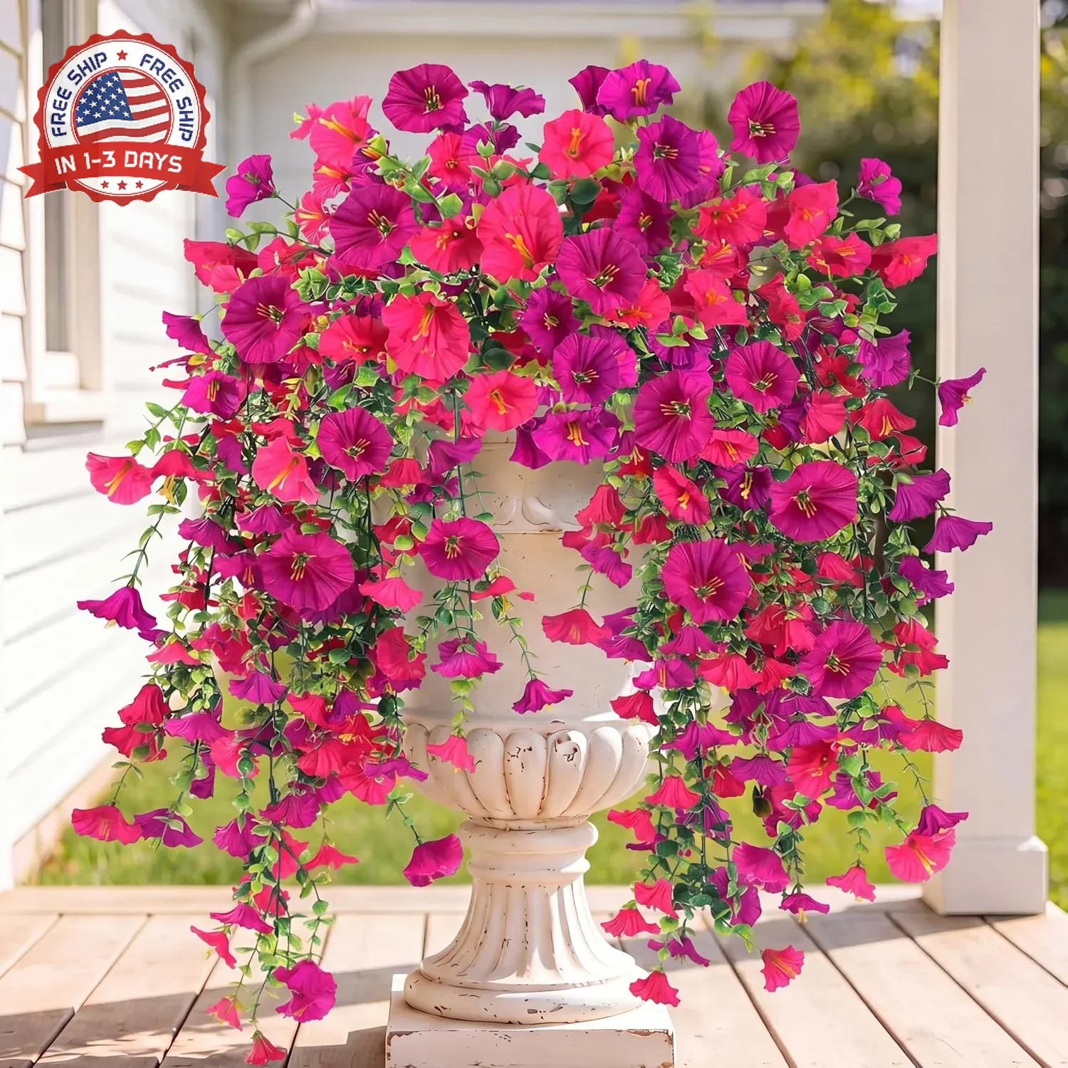 Artificial Fake Hanging Flowers Plants for Outdoor Outside Spring Summer Decorat
