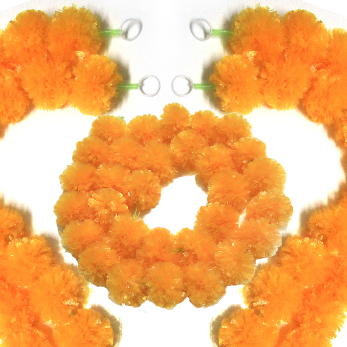 5x Marigold Garlands 5ft Long Artificial Orange Marigold Flower Wreath Decor USA