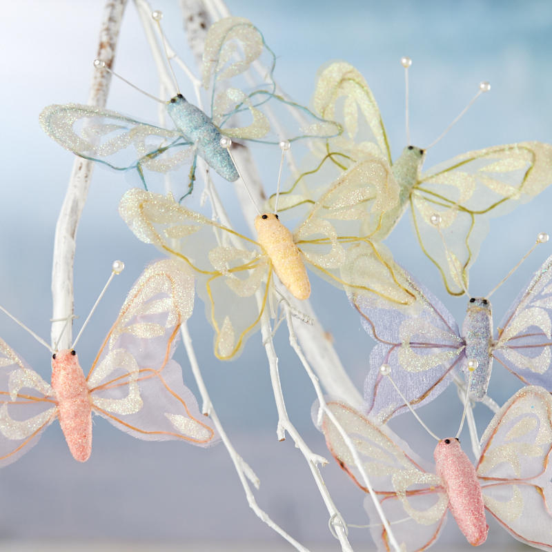 Package of 12 Pastel Glittered Artificial 4-3/4″ Butterflies