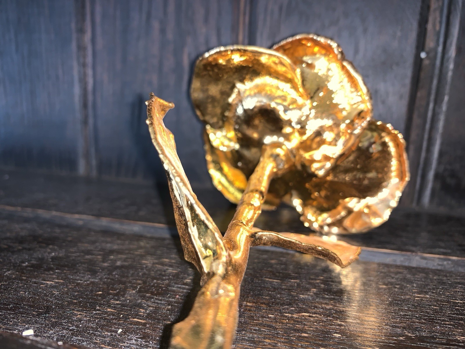 24kt Gold Long Stem Tall Gold Dipped Rose In Great Condition 12” X 4” X 3”