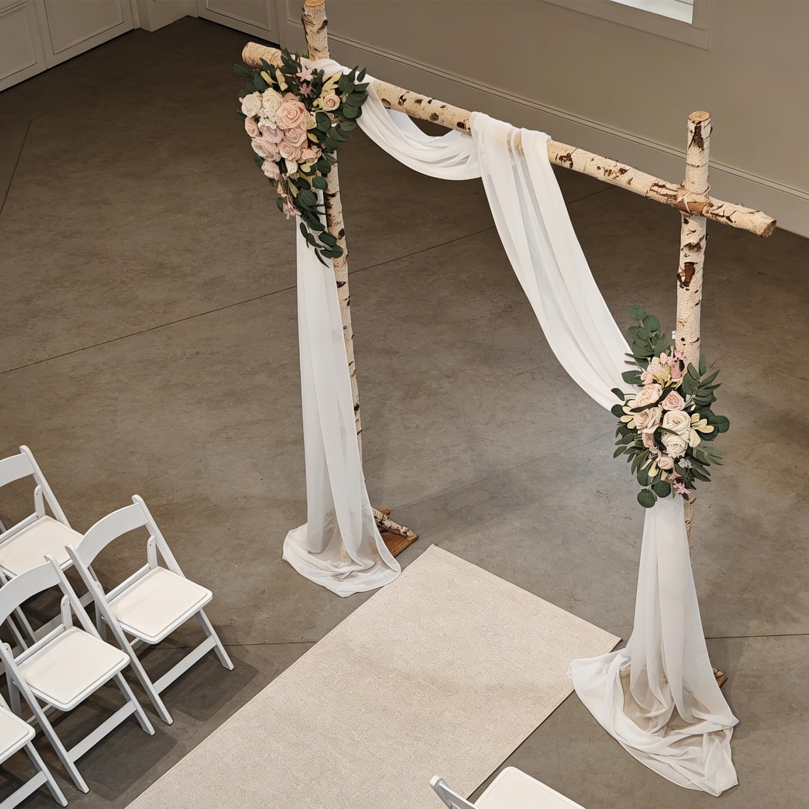 Arch Flowers Drapes Kit Artificial Decor Wedding Ceremony Backdrop White 3 PCS