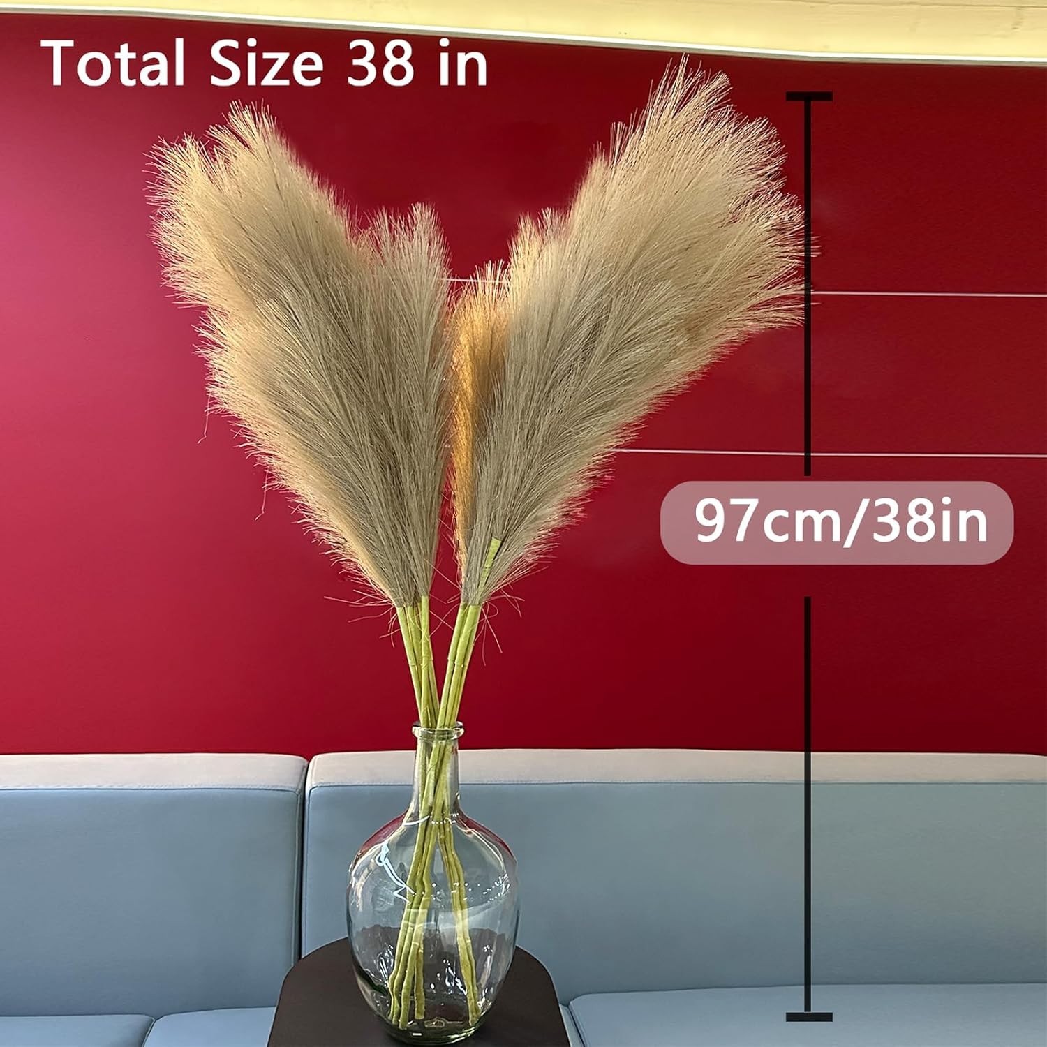 38″ 10 Stems Faux Pampas Grass Decor – Tall Pampas Grass for Floor Vase Fluff…