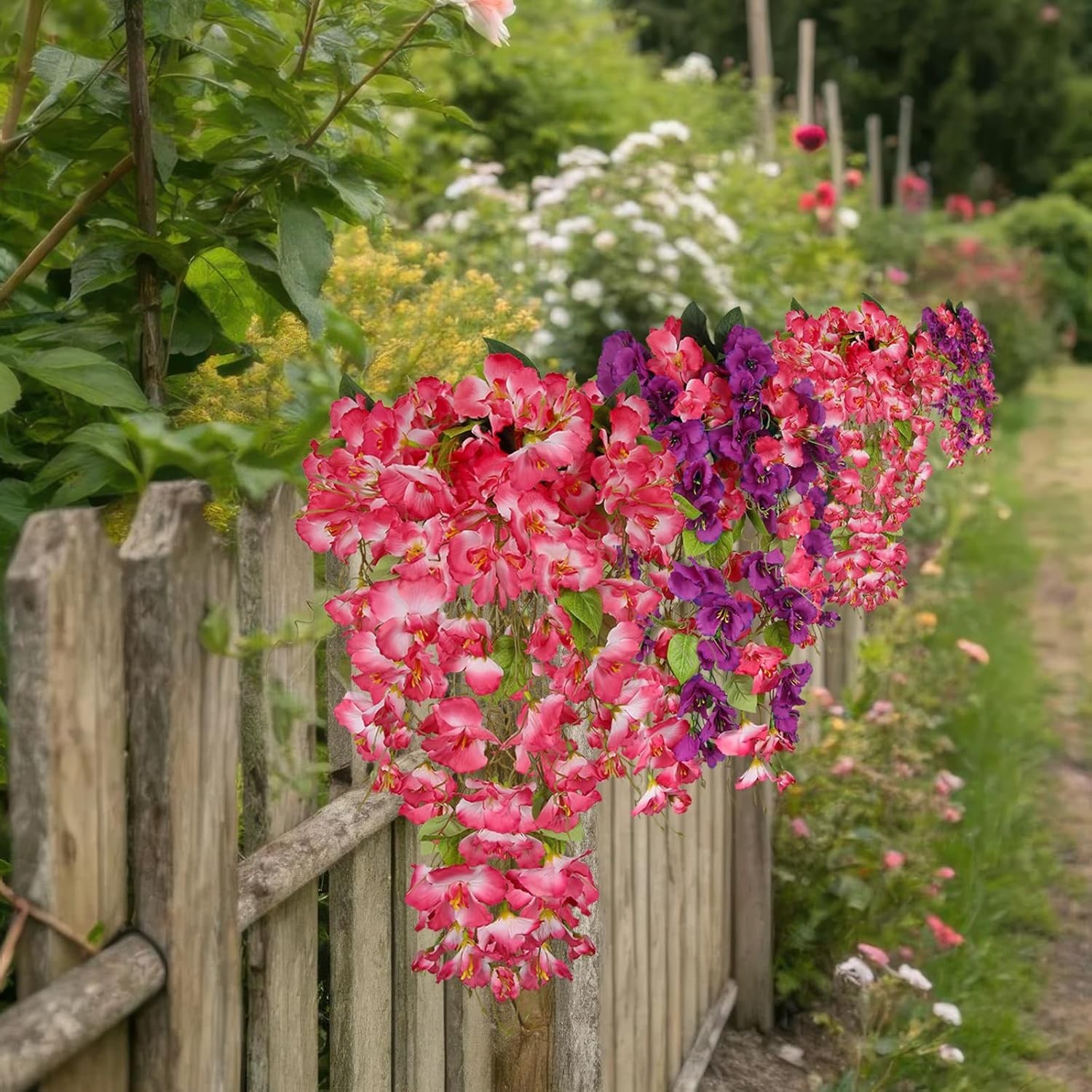 2 Pcs Fake Hibiscus Flowers for Outdoors Artificial Hanging Plants Realistic …