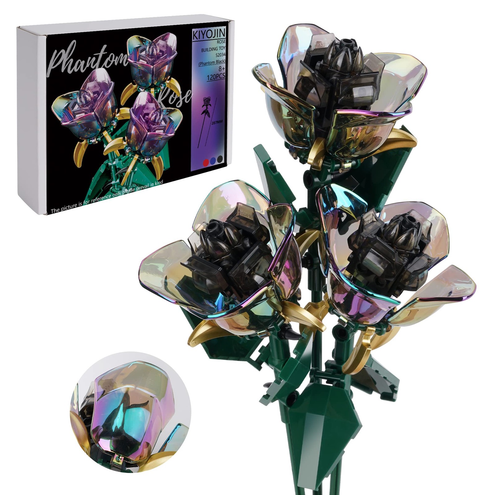Rose Flower Bouquet Building Set,Botanical Collection Rainbow Artificial Plan…