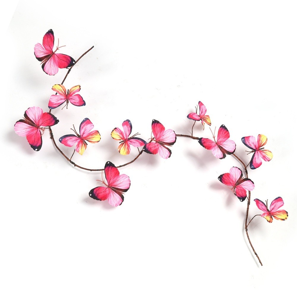 DIY Tabletop Decor Pink Butterfly Vine Silk Flower Artificial Floral 100cm