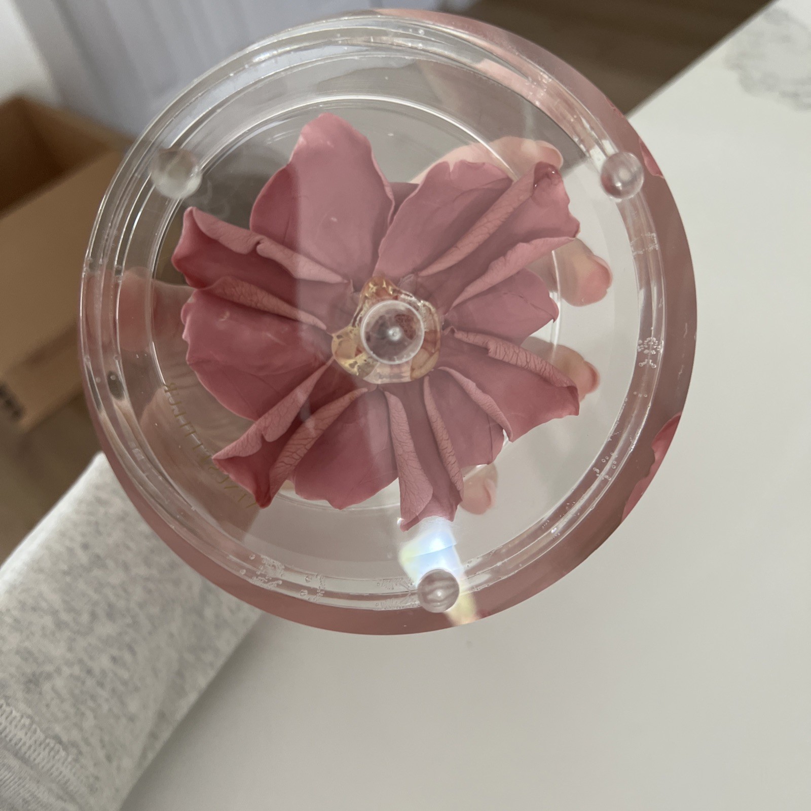 VENUS ET FLEUR | Le Clair Quinze Acrylic Circle Box W Single Eternity Pink Rose