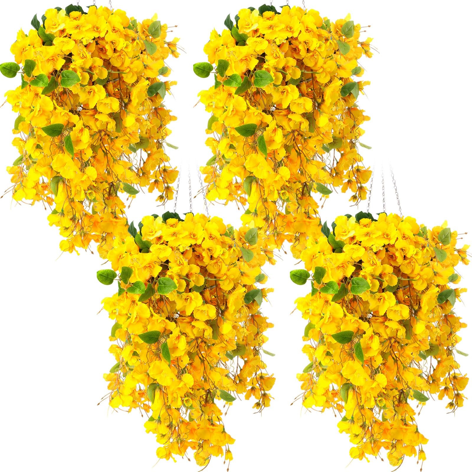 4 Pcs Artificial Hibiscus Flowers for Outdoors Spring Summer Decor Fake Hangi…