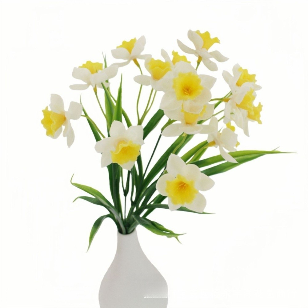 Yellow Artificial Narcissus Bouquet 5PCS 36cm for Photo Prop Home Decor