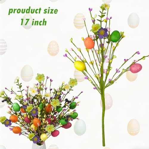 Artificial Easter Flower, 6 Pcs Easter Eggs Flower Pink/Orange/Yellow/Green