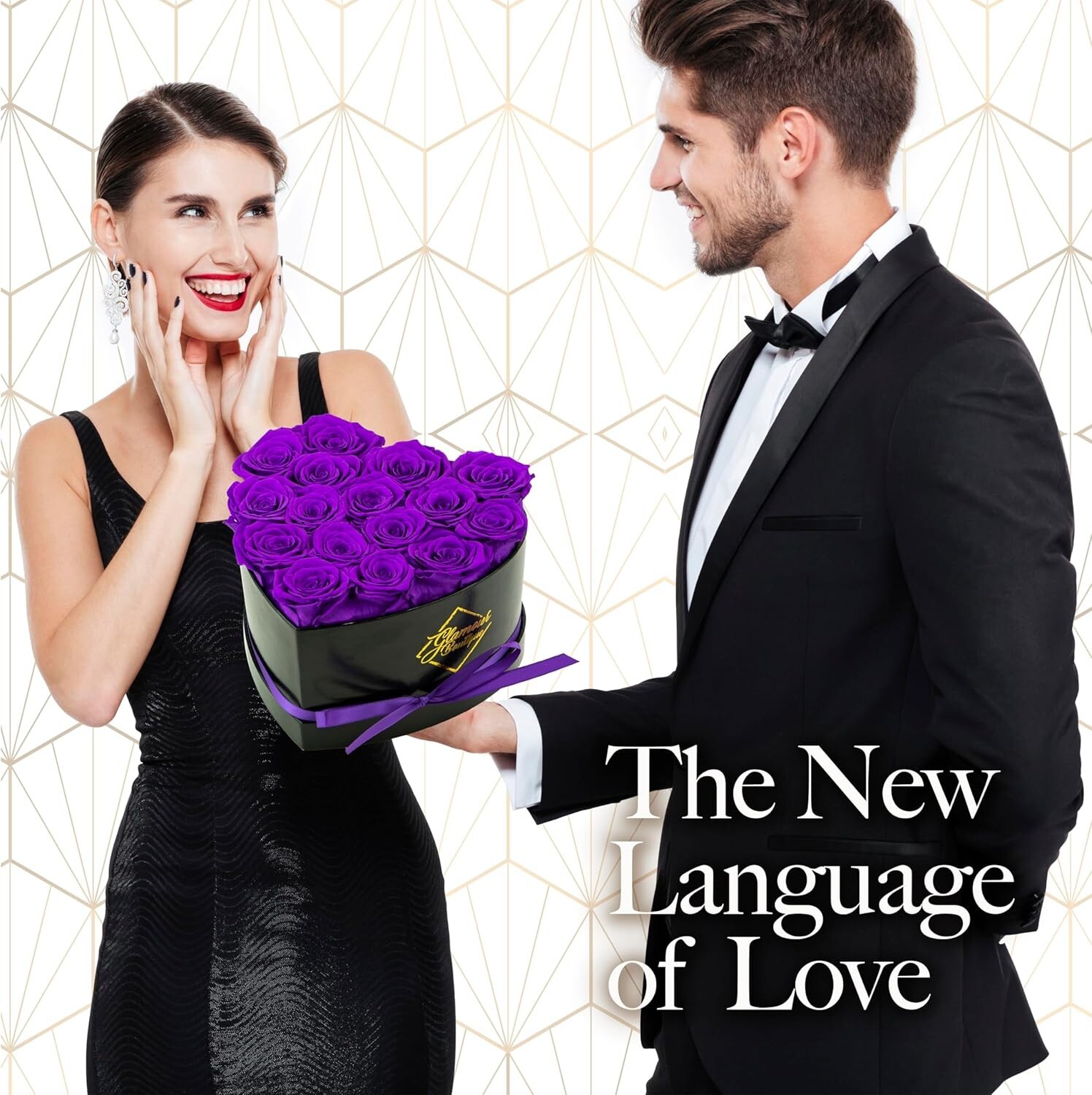 Elegant 16-Piece Heart-Shaped Box of Preserved Purple Roses – Forever Flowers
