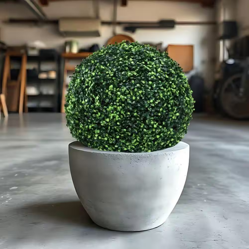 15 In. 2 Balls Artificial Boxwood Topiary Ball Trees 4 Layers of Uv-Resistant Bo