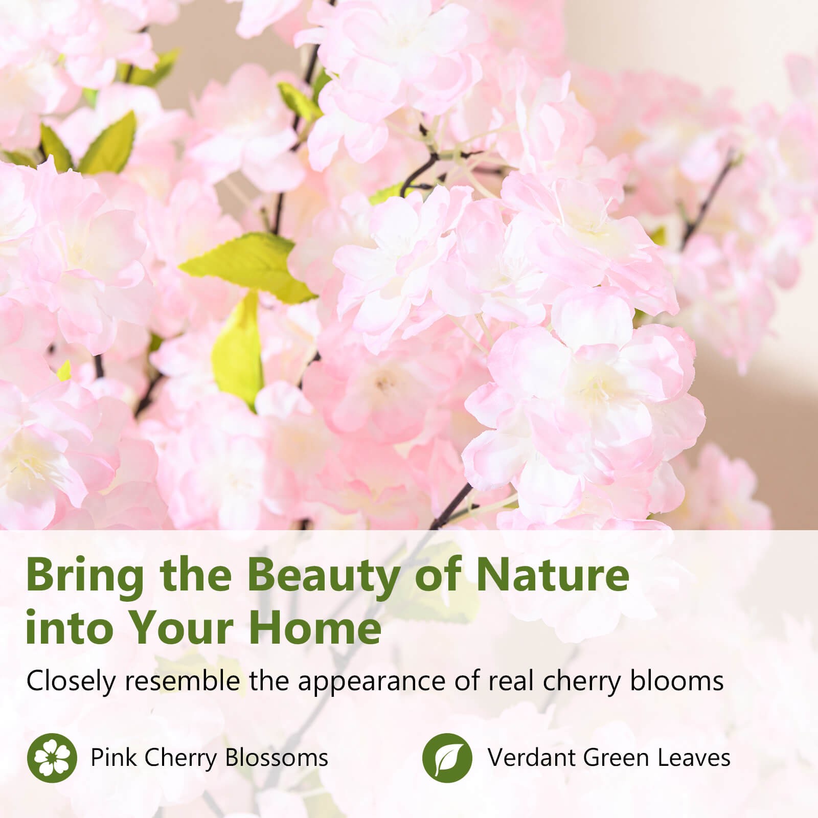 5′ Tall Artificial Cherry Blossom Tree Faux Flower Plant in Nursery Pot
