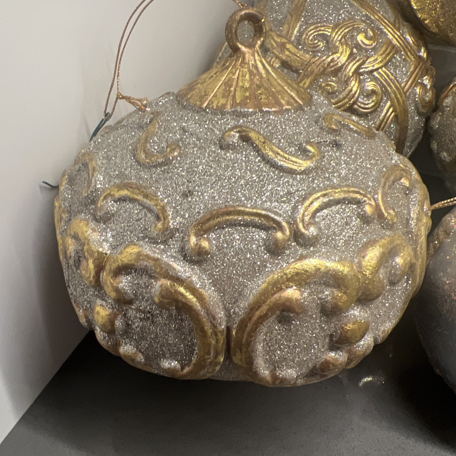 6 Extra Large/Large Gold Silver Glitter Ball Ornamental Decor