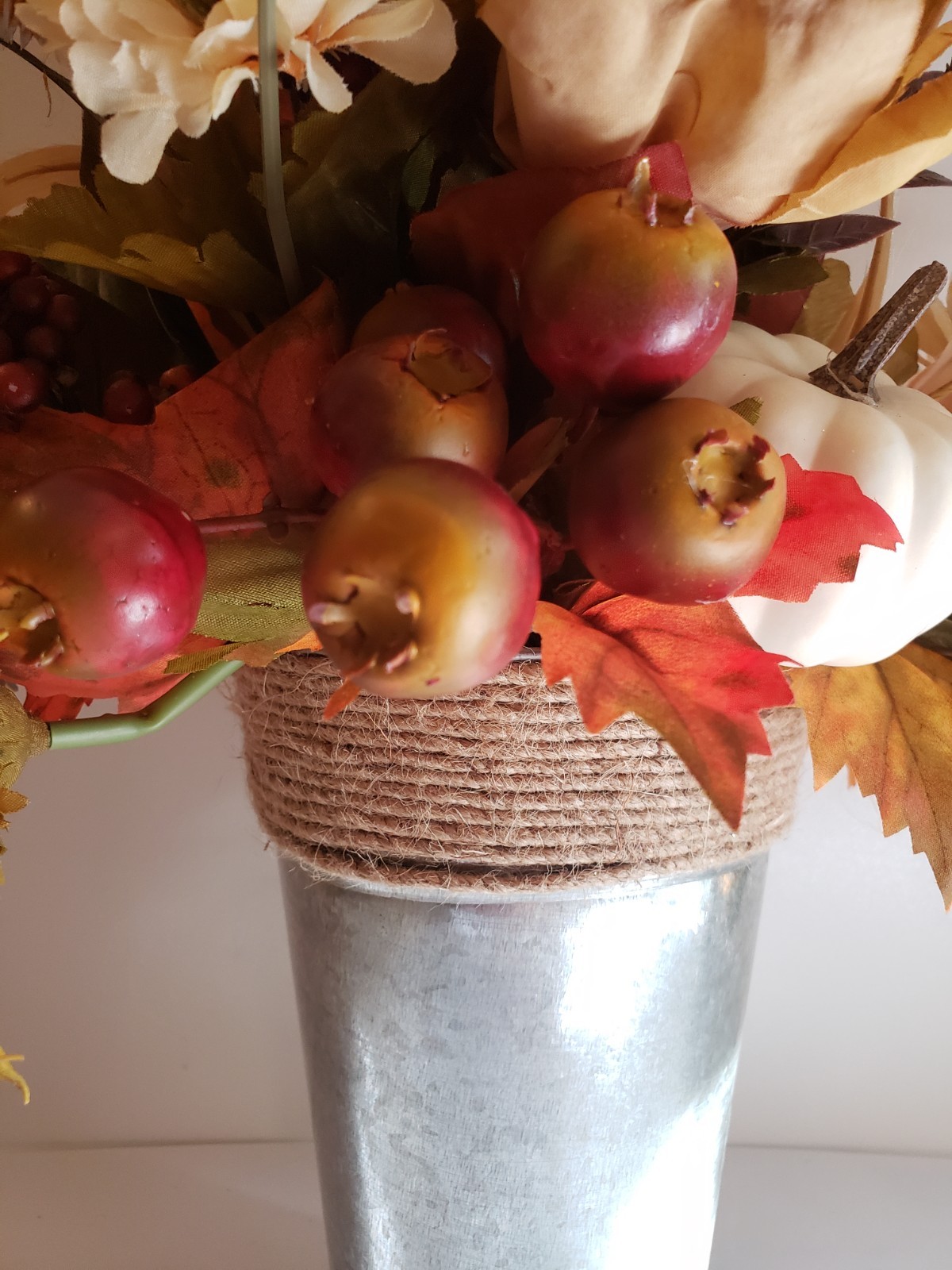 Fall Harvest Floral Arrangement w/Grateful Pumpkin Sign Thanksgiving Centerpiece