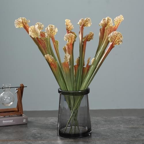 5pcs 17.5″ Artificial Carnivorous Pitcher Plant Fake Sarracenia for Vase Bouquet