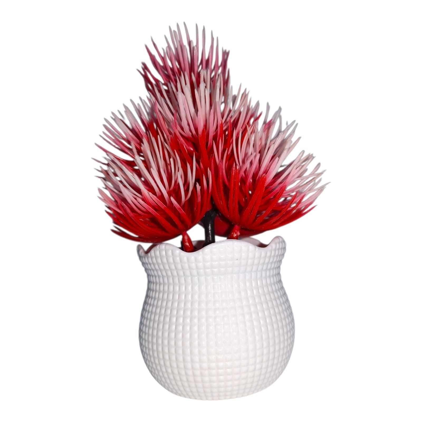 Artificial Pink Orange Red Decorative Plant in White Pot Home Office Decor