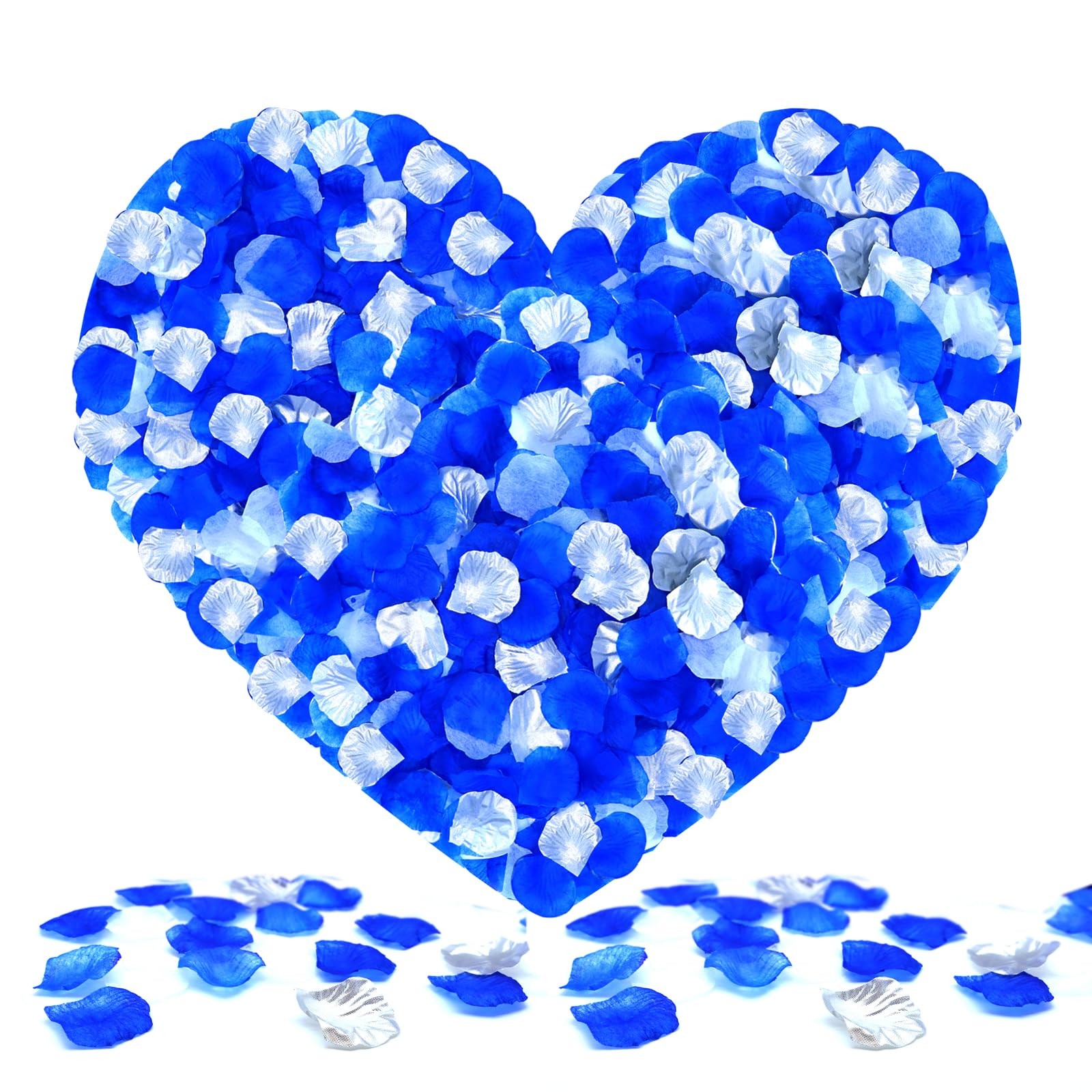 1200 PCS Silk Rose Petals, Blue, White, Silver, Artificial, Wedding Decor