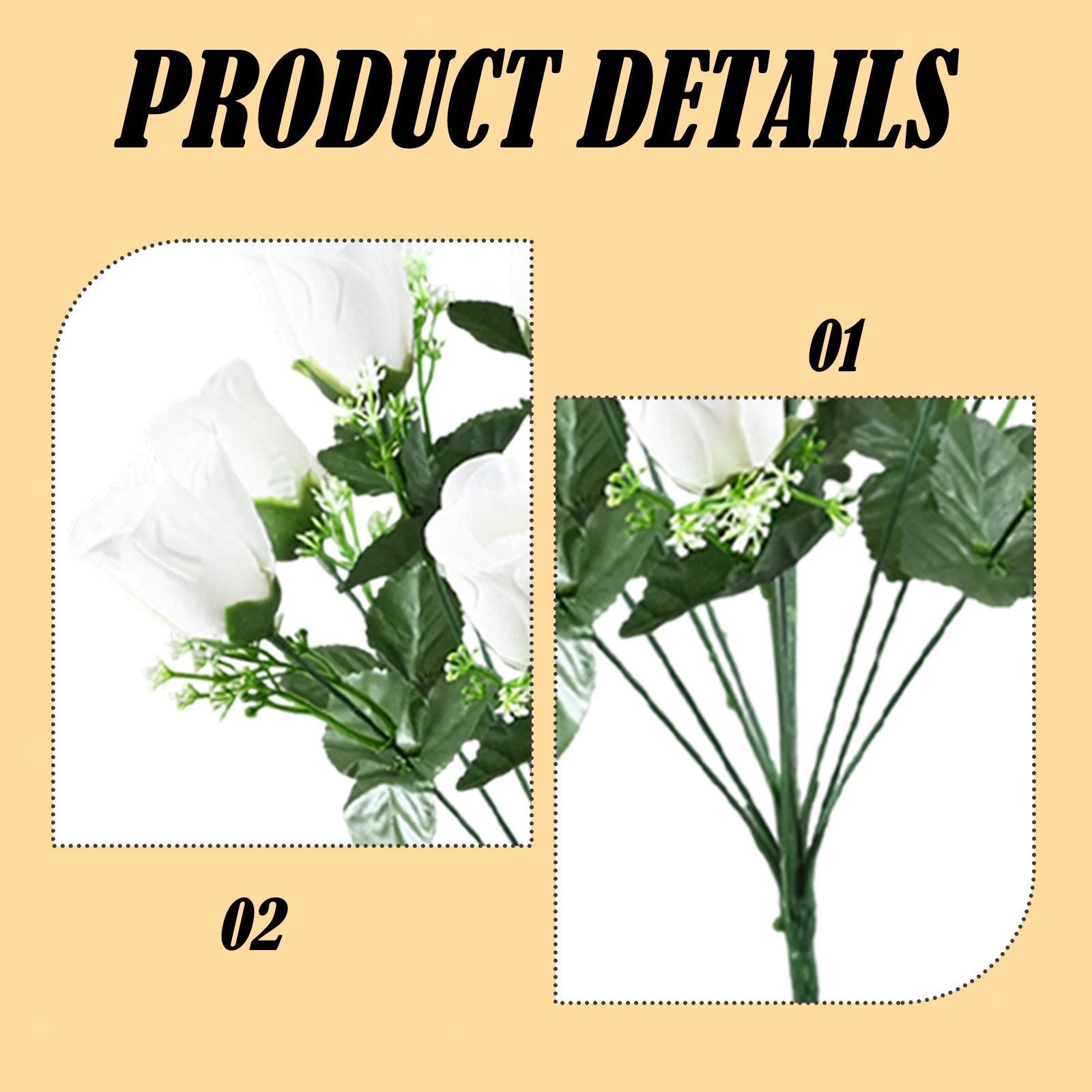 4 Pieces Artificial Rose Flowers Floral Bouquet DIY Centerpiece White Versatile