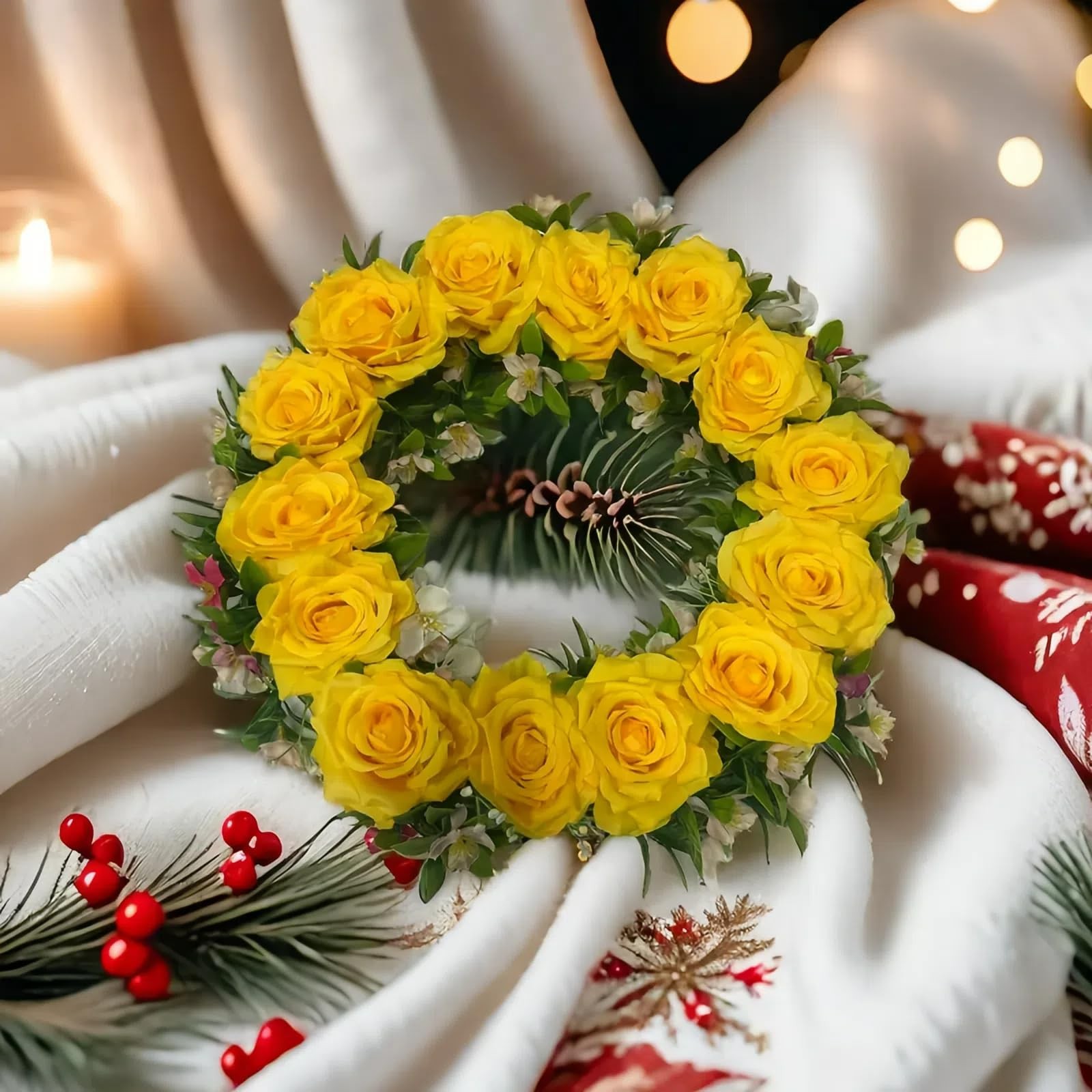 36 PCS Yellow Rose Heads Artificial Silk Flower Bulk 3.8 Inch for Crafts