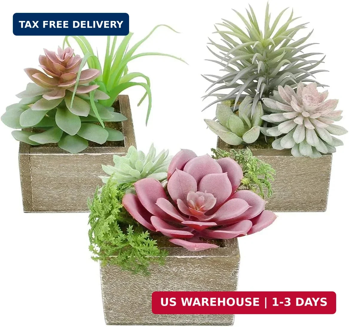 Succulent Plants Artificial for Home Bathroom Decor Fake Plants 3 Pack | Fake Su