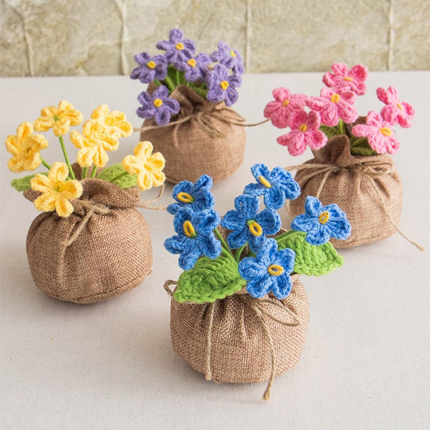 Crochet Sun Flowers Potted Flower, Handmade Knitted Sun Flores Birthday Gifts fo