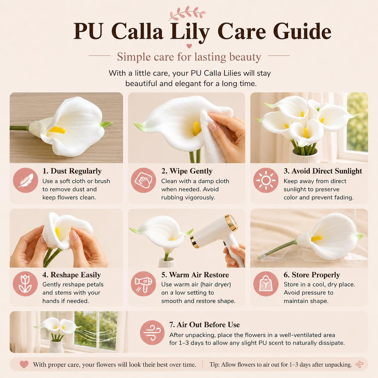 20Pcs White Calla Lily Artificial Flowers | 13.5 Inch PU Realistic Bouquet for V