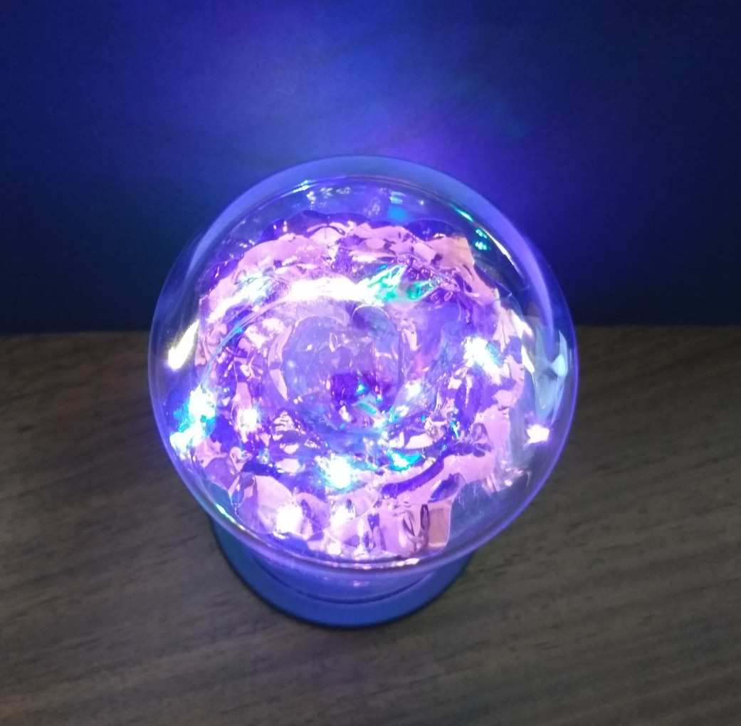 Purple Rose Gift for Women Enchanted Crystal Flower with Butterfly in Glass Dome