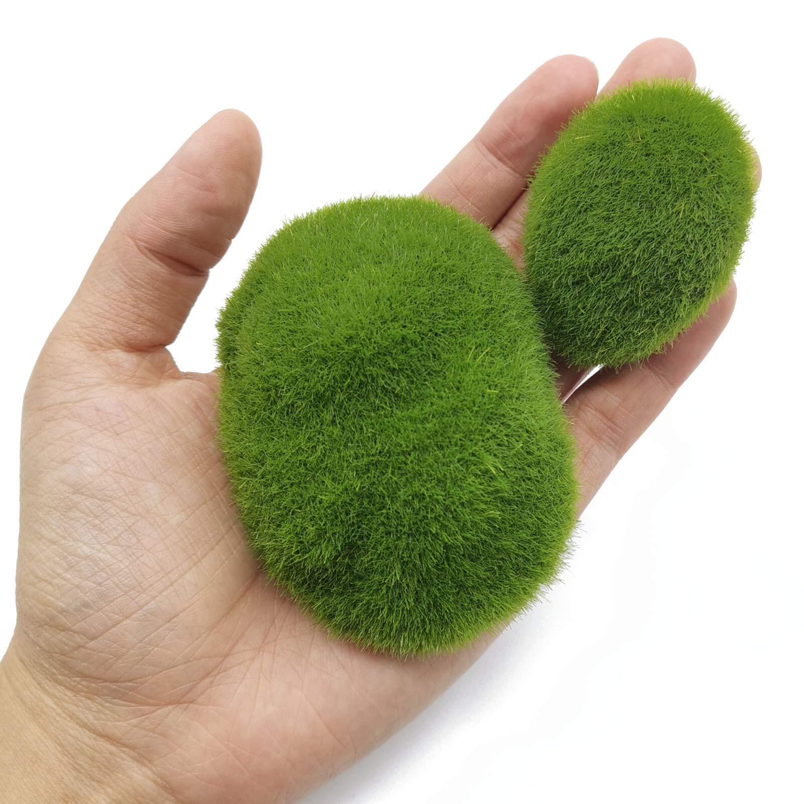 40PCS 4 Size Artificial Moss Rocks Decorative Green Moss BallsMoss Stones Gre…