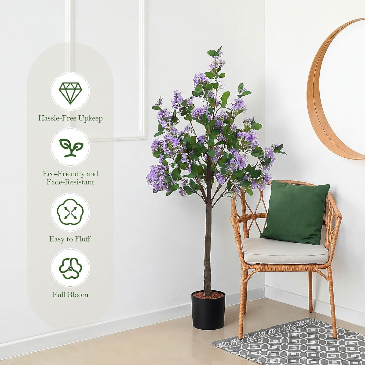 2 Pack 4Ft Purple Lilac Flower Trees – Realistic Potted Decor for Home & Garden