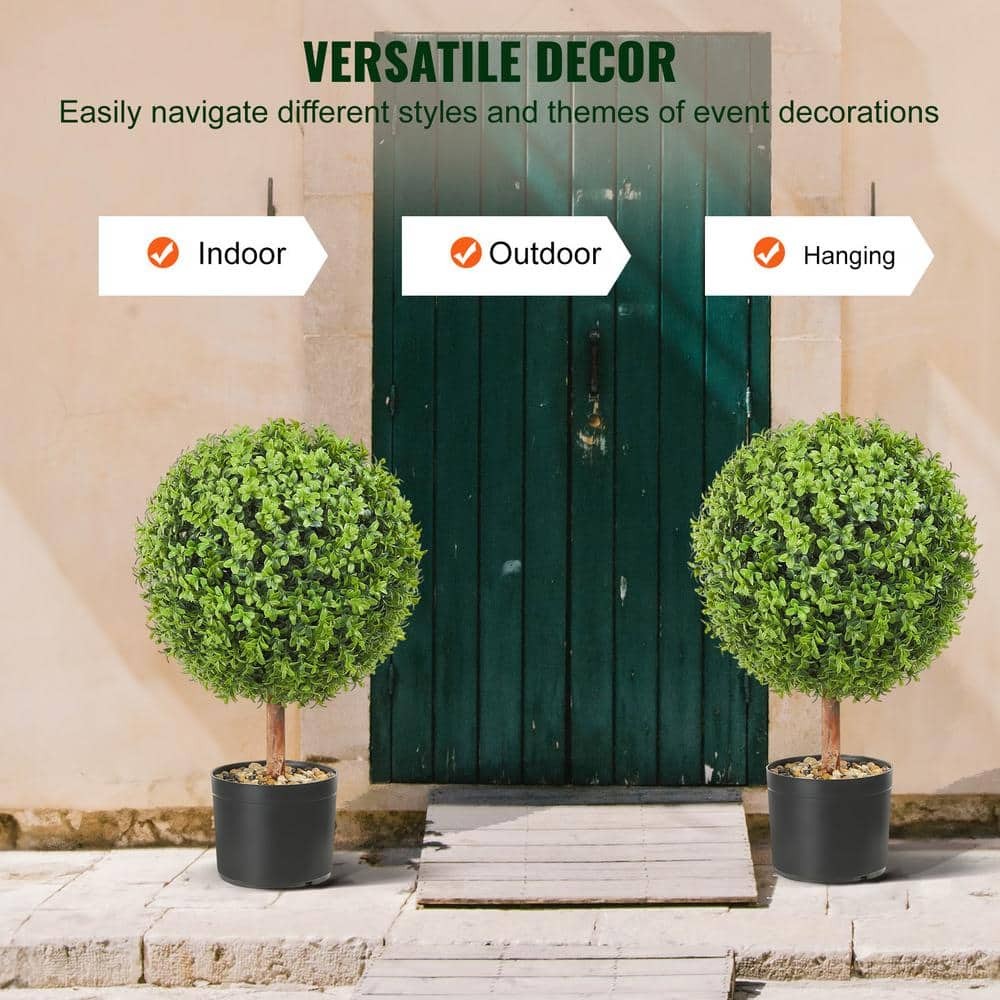 VEVOR 22 in. Green Boxwood Topiaries Ball-Shape Plant, 2-Piece